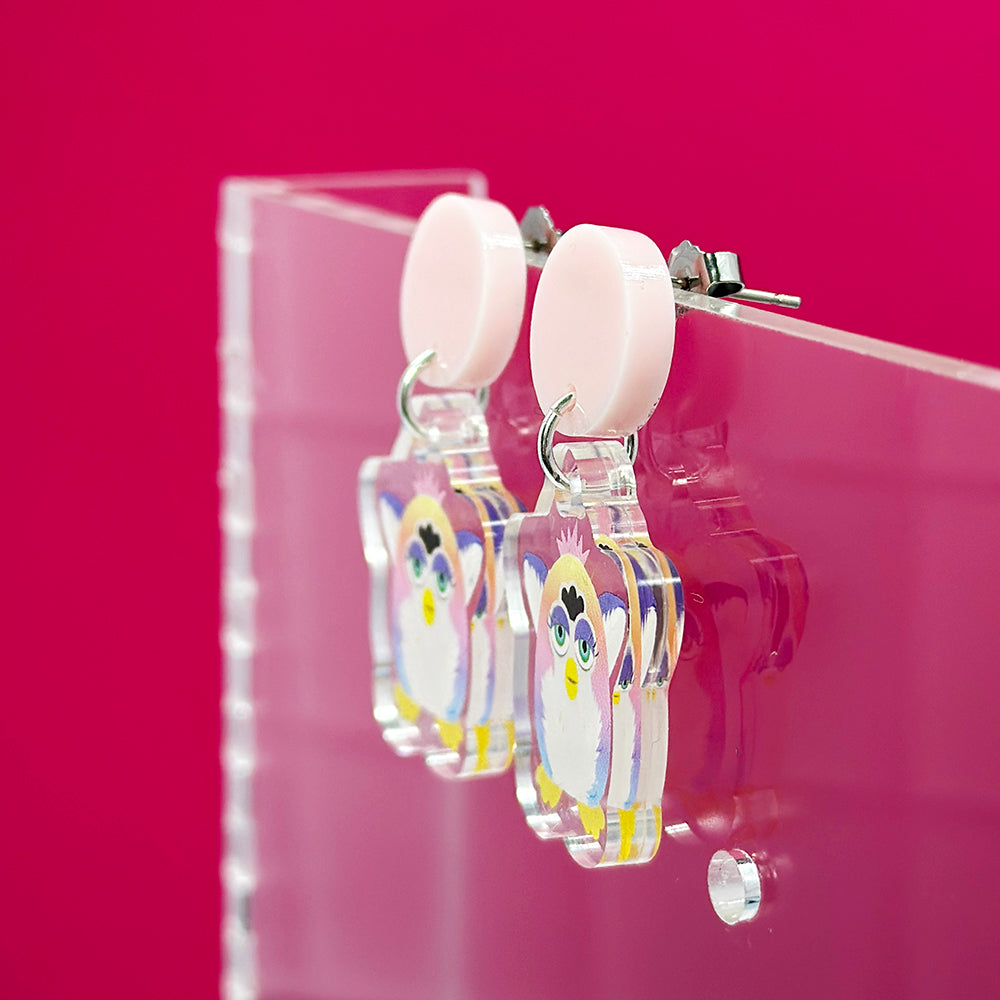 Creepy Fuzzball Earrings - Rainbow