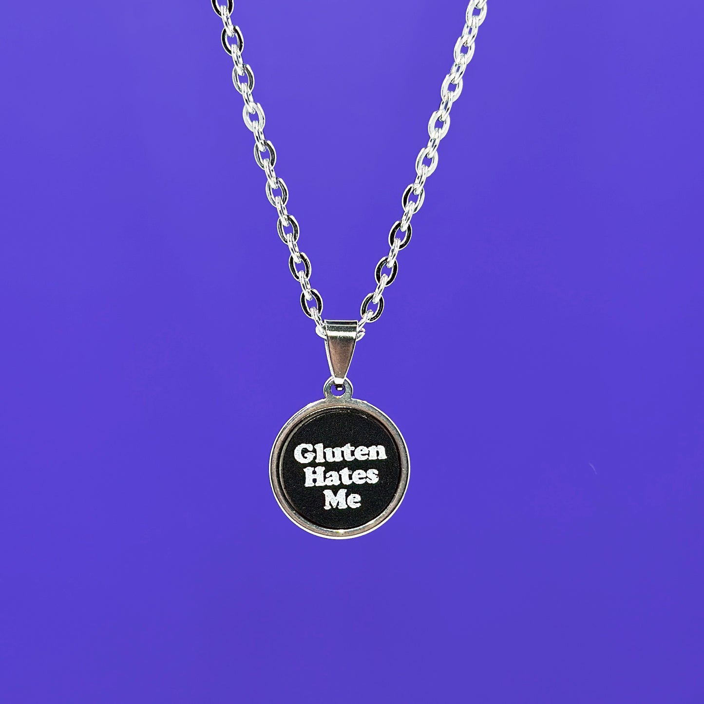 Gluten Hates Me - Acrylic and Metal Necklace