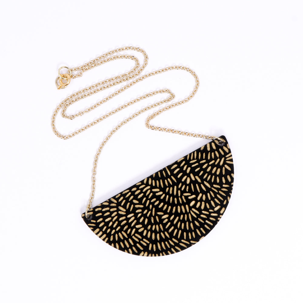 Half Circle Doodle Necklace - Gold Slashes