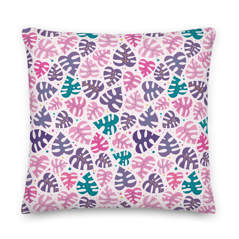 Monstera Doodles Pillow in Jewel Tones