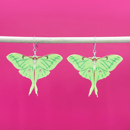 Luna Moth Hanging Earrings