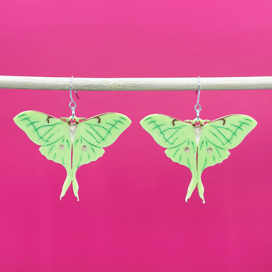 Luna Moth Hanging Earrings