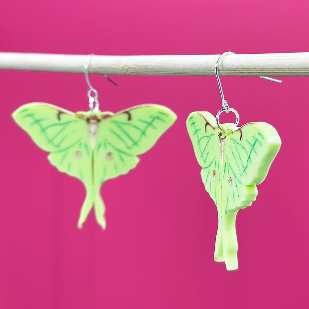 Luna Moth Hanging Earrings