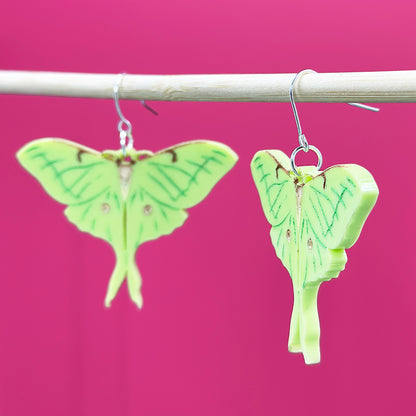 Luna Moth Hanging Earrings