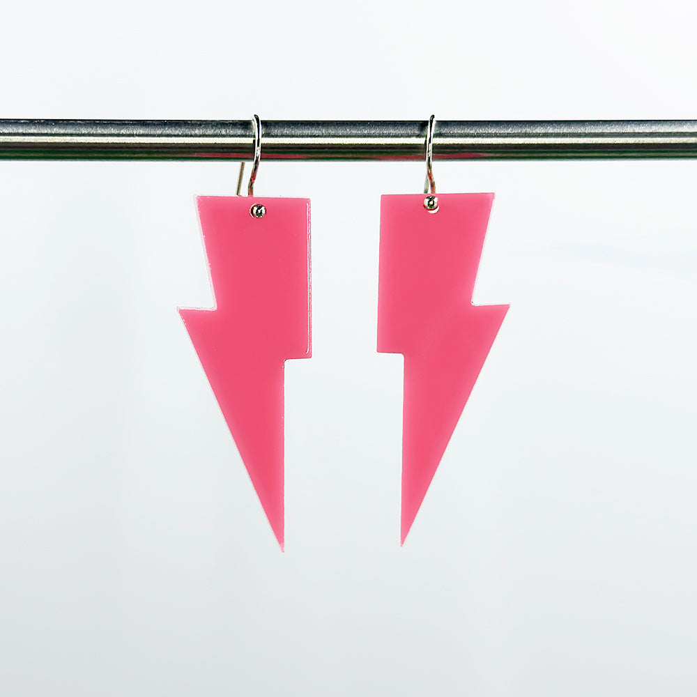 Hanging Lightning Bolt Earrings - Solid Colors