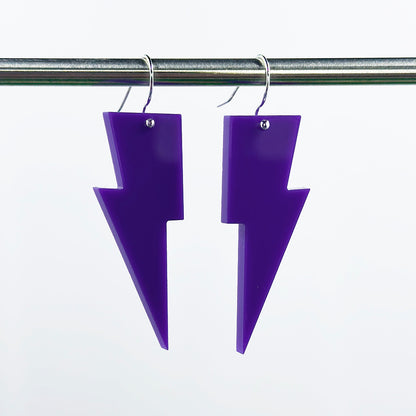 Hanging Lightning Bolt Earrings - Solid Colors