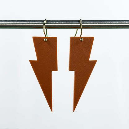 Hanging Lightning Bolt Earrings - Matte Finish Solid Colors