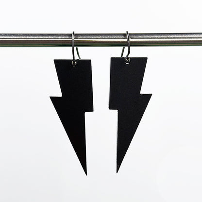 Hanging Lightning Bolt Earrings - Matte Finish Solid Colors