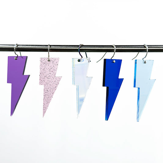 Hanging Lightning Bolt Earrings - Transparent Colors