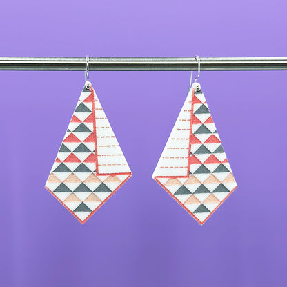 Hanging Quilt Earrings - Pinks and Greys