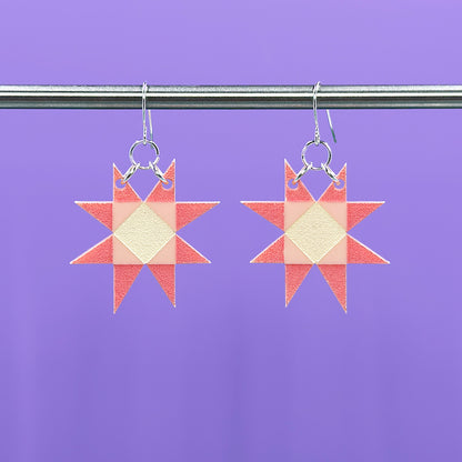 Wonky Star Hanging Earrings - Pinks