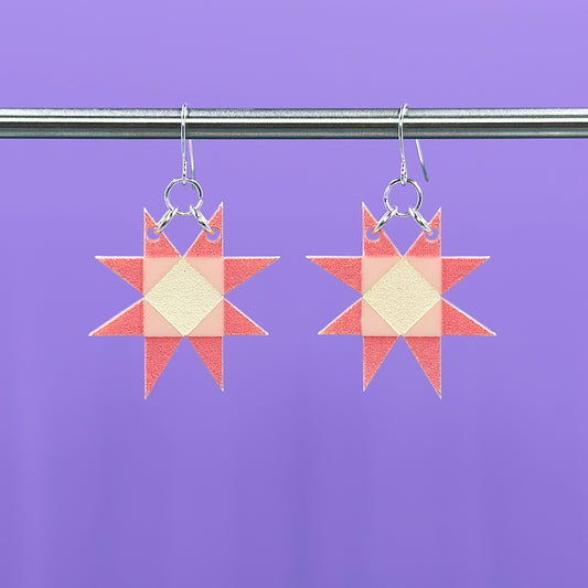 Wonky Star Hanging Earrings - Pinks