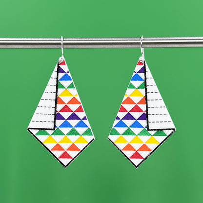 Hanging Quilt Earrings - Rainbow