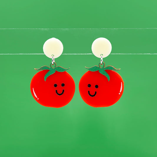 Happy Tomatoes Hanging Stud Earrings