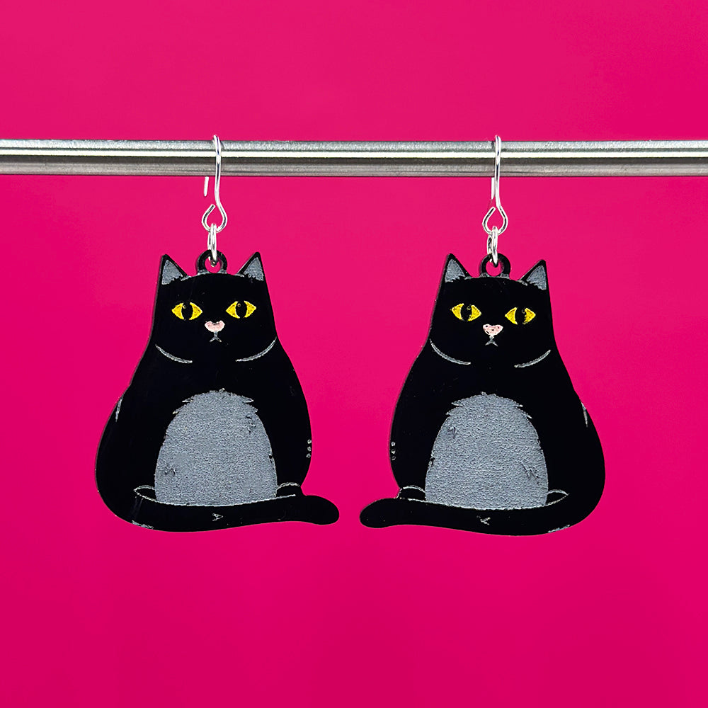 Black Cat Hanging Earrings