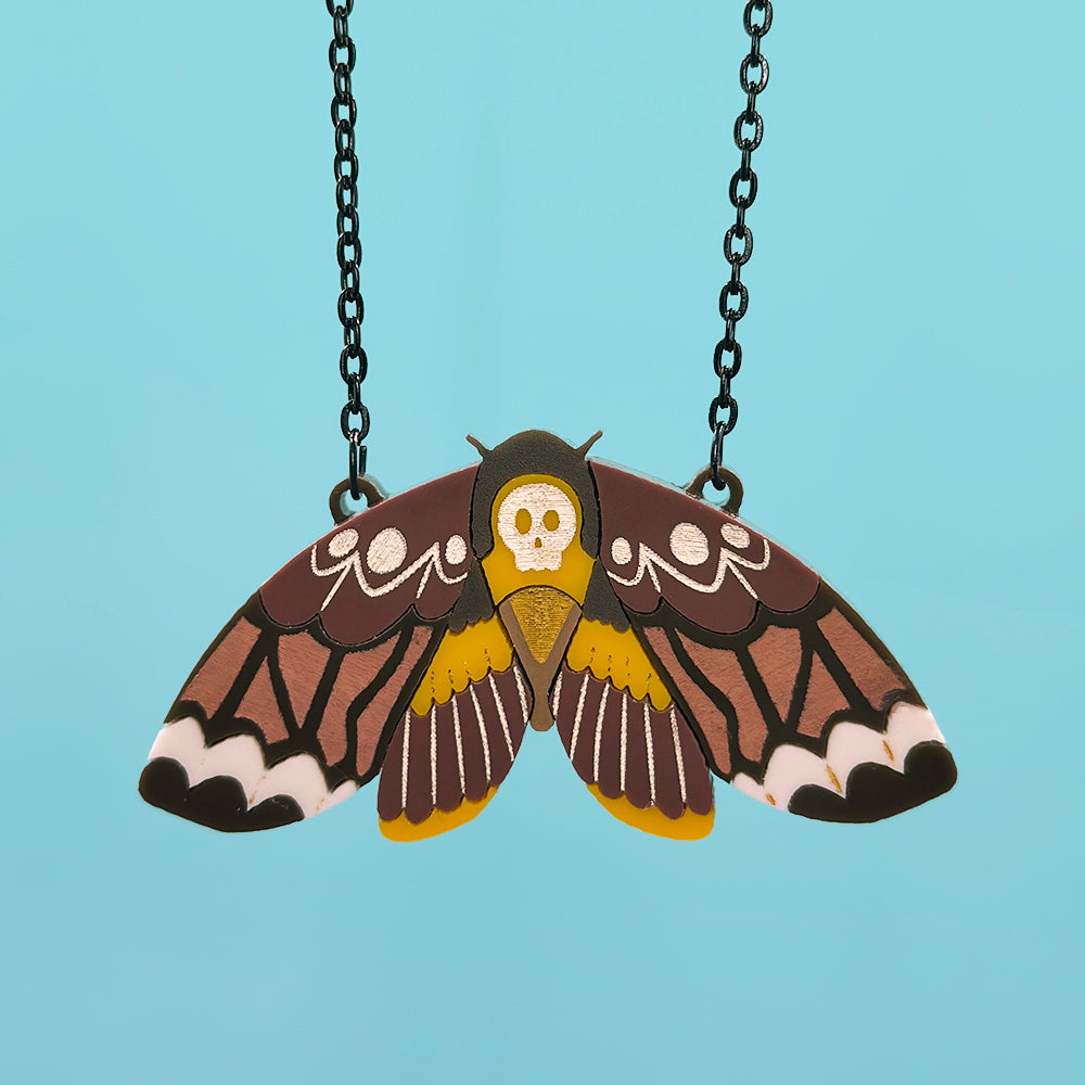 Death's-head Hawkmoth Acrylic Necklace - MADE TO ORDER