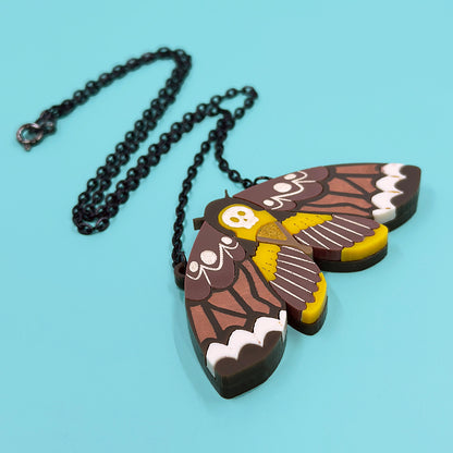 Death's-head Hawkmoth Acrylic Necklace - MADE TO ORDER