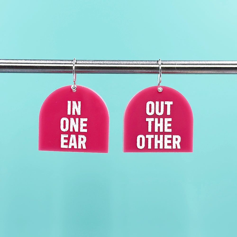 In One Ear, Out the Other Earrings - Pink