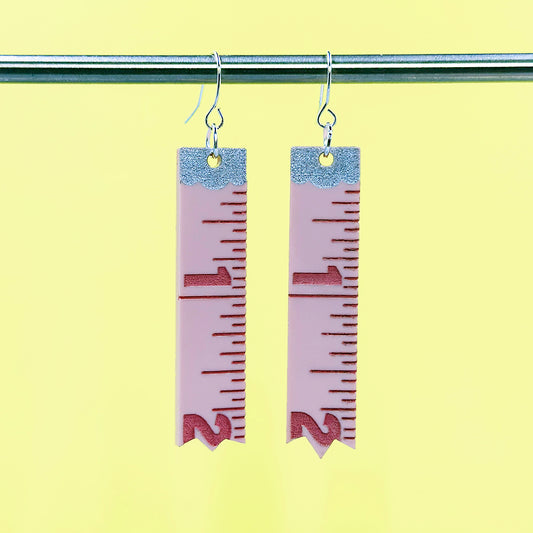 Measuring Tape Earrings - Light Pink