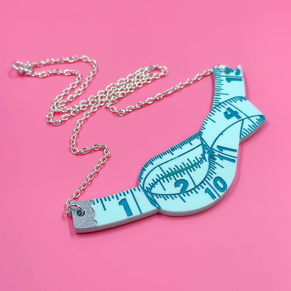 Measuring Tape Necklace - Light Blue