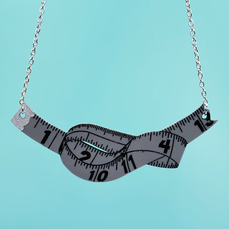 Measuring Tape Necklace - Grey