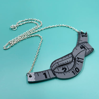 Measuring Tape Necklace - Grey