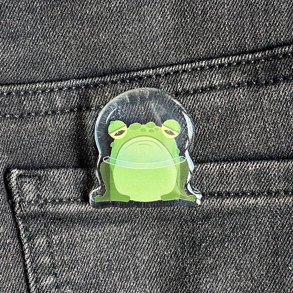 Sad Frog in Space Acrylic Pin