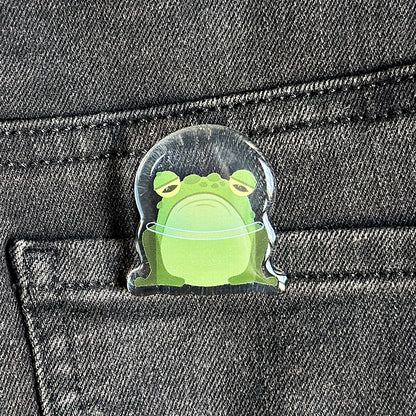 Sad Frog in Space Acrylic Pin