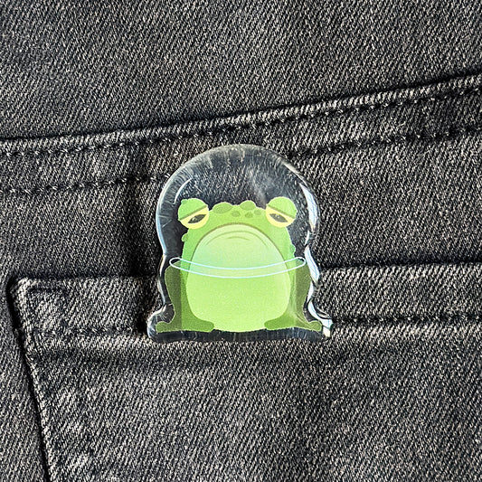 Sad Frog in Space Acrylic Pin