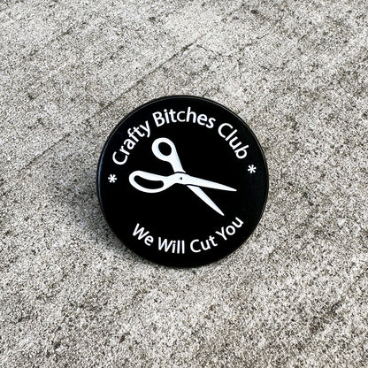 Crafty Bitches Club Enamel Pin - Satin Black