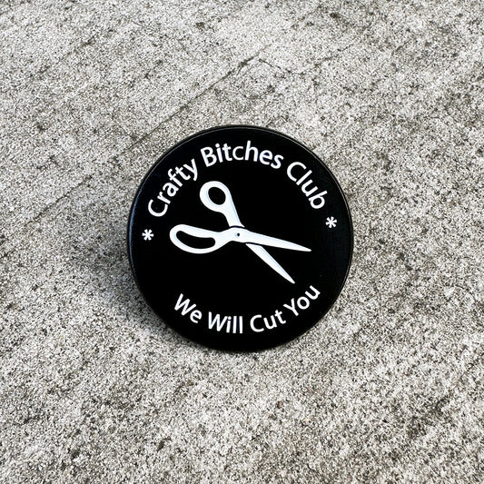 Crafty Bitches Club Enamel Pin - Satin Black