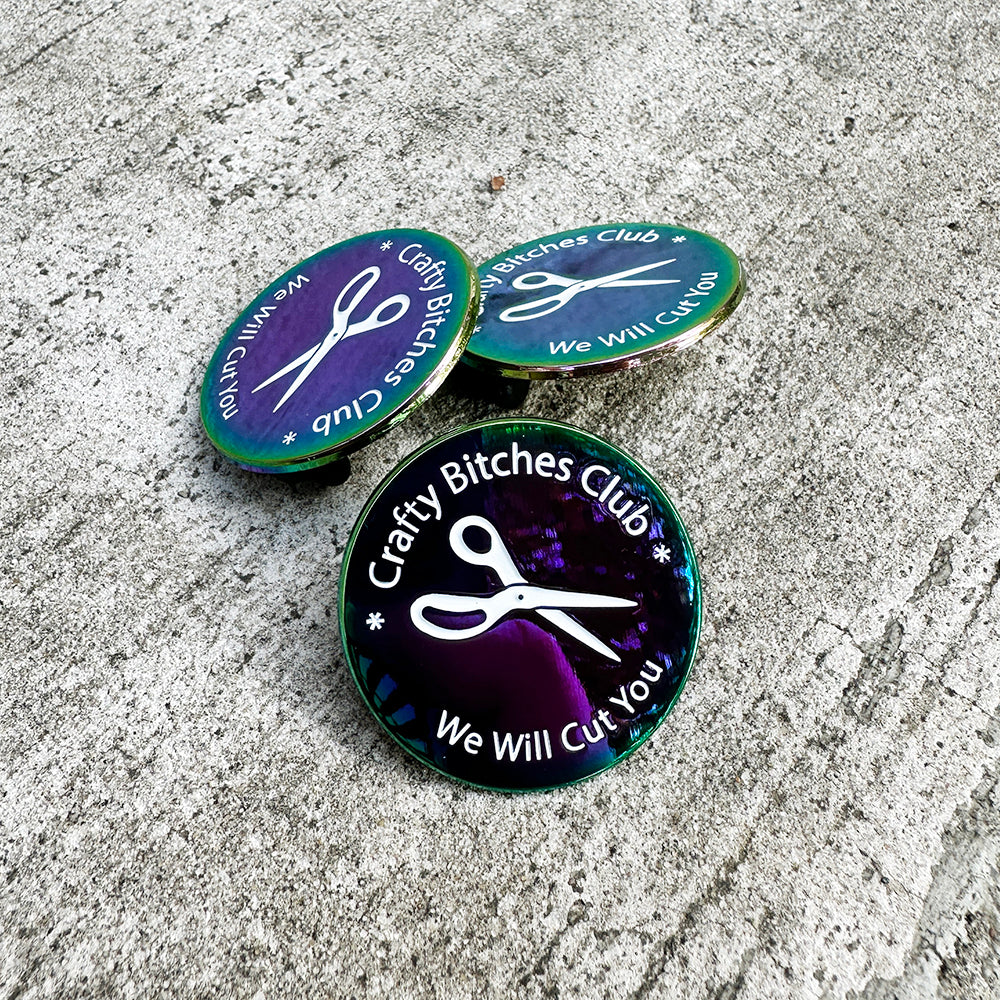 Crafty Bitches Club Enamel Pin - Titanium Rainbow