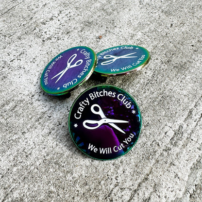 Crafty Bitches Club Enamel Pin - Titanium Rainbow