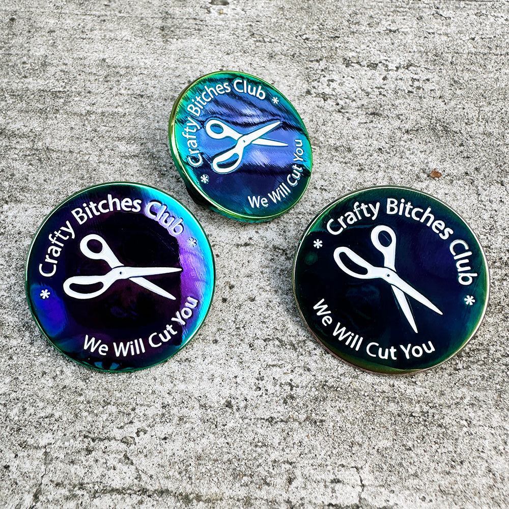 Crafty Bitches Club Enamel Pin - Titanium Rainbow