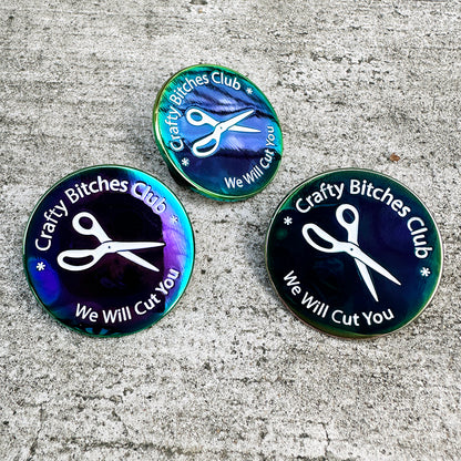 Crafty Bitches Club Enamel Pin - Titanium Rainbow