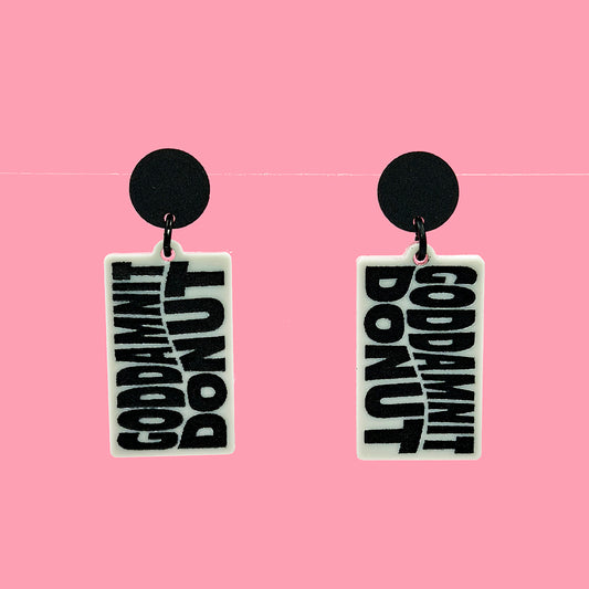 Goddamnit Donut Earrings - Light Grey