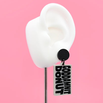 Goddamnit Donut Earrings - Light Grey