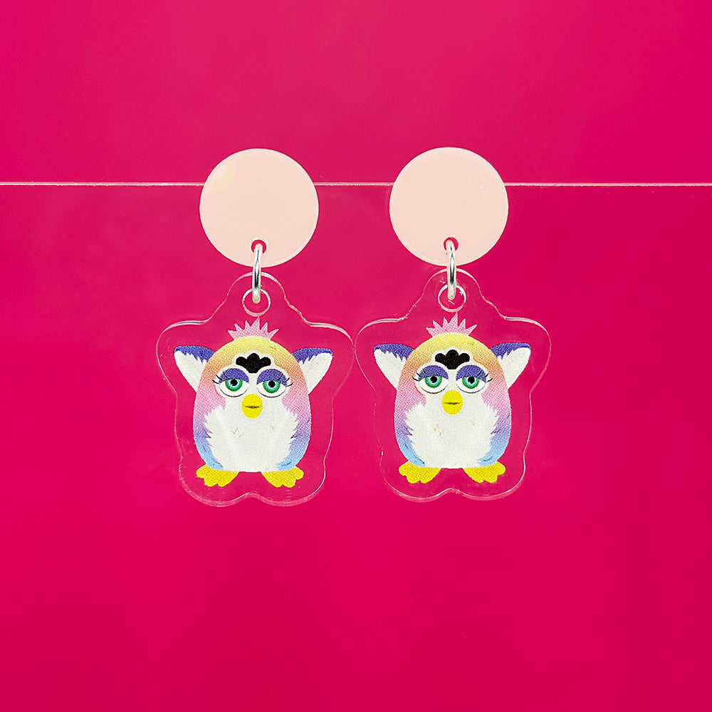 Creepy Fuzzball Earrings - Rainbow