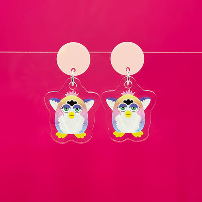 Creepy Fuzzball Earrings - Rainbow