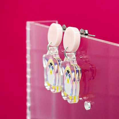 Creepy Fuzzball Earrings - Rainbow