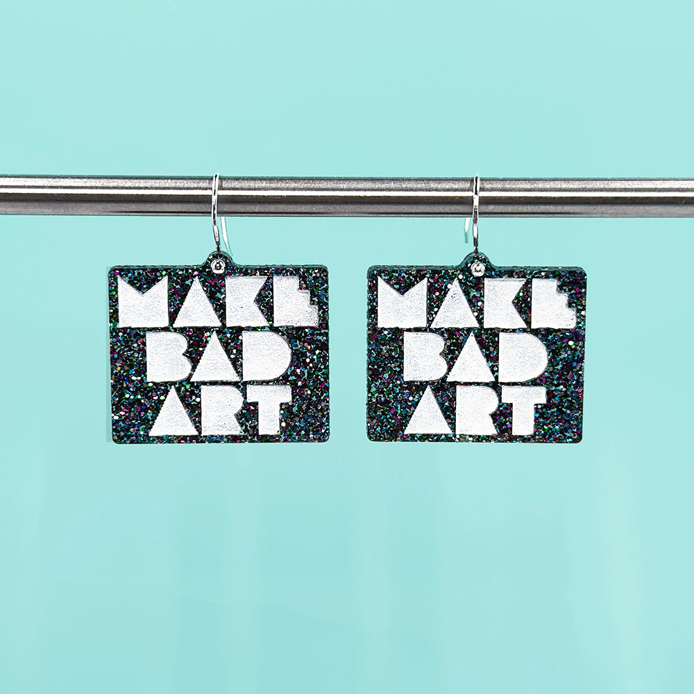 Make Bad Art Earrings - Multicolor Glitter