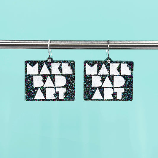 Make Bad Art Earrings - Multicolor Glitter