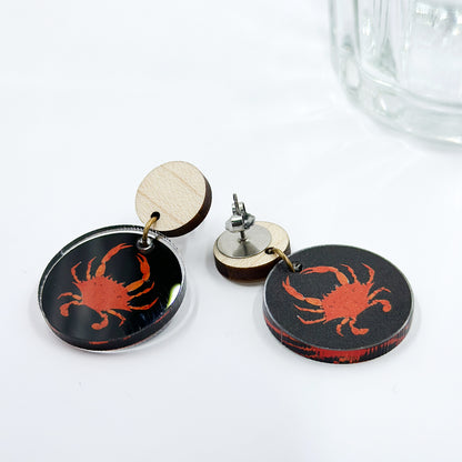 Tiny Crab Painting Earrings