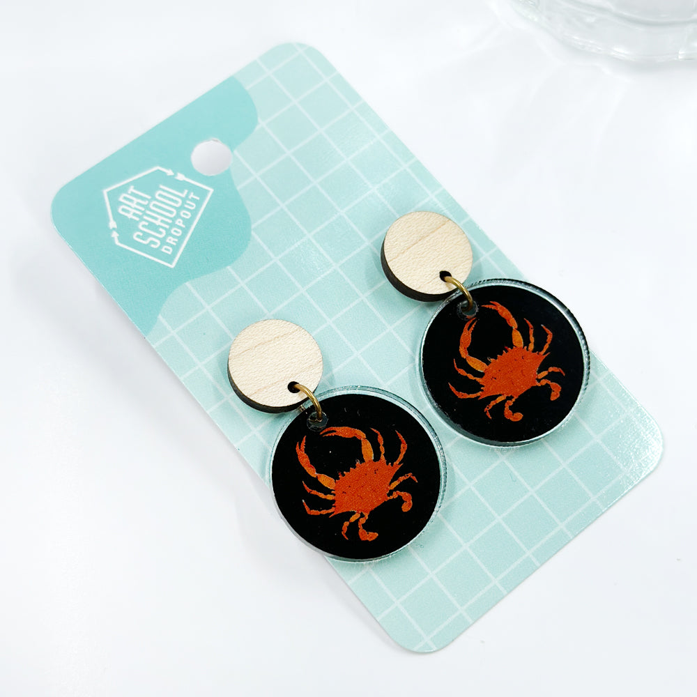 Tiny Crab Painting Earrings