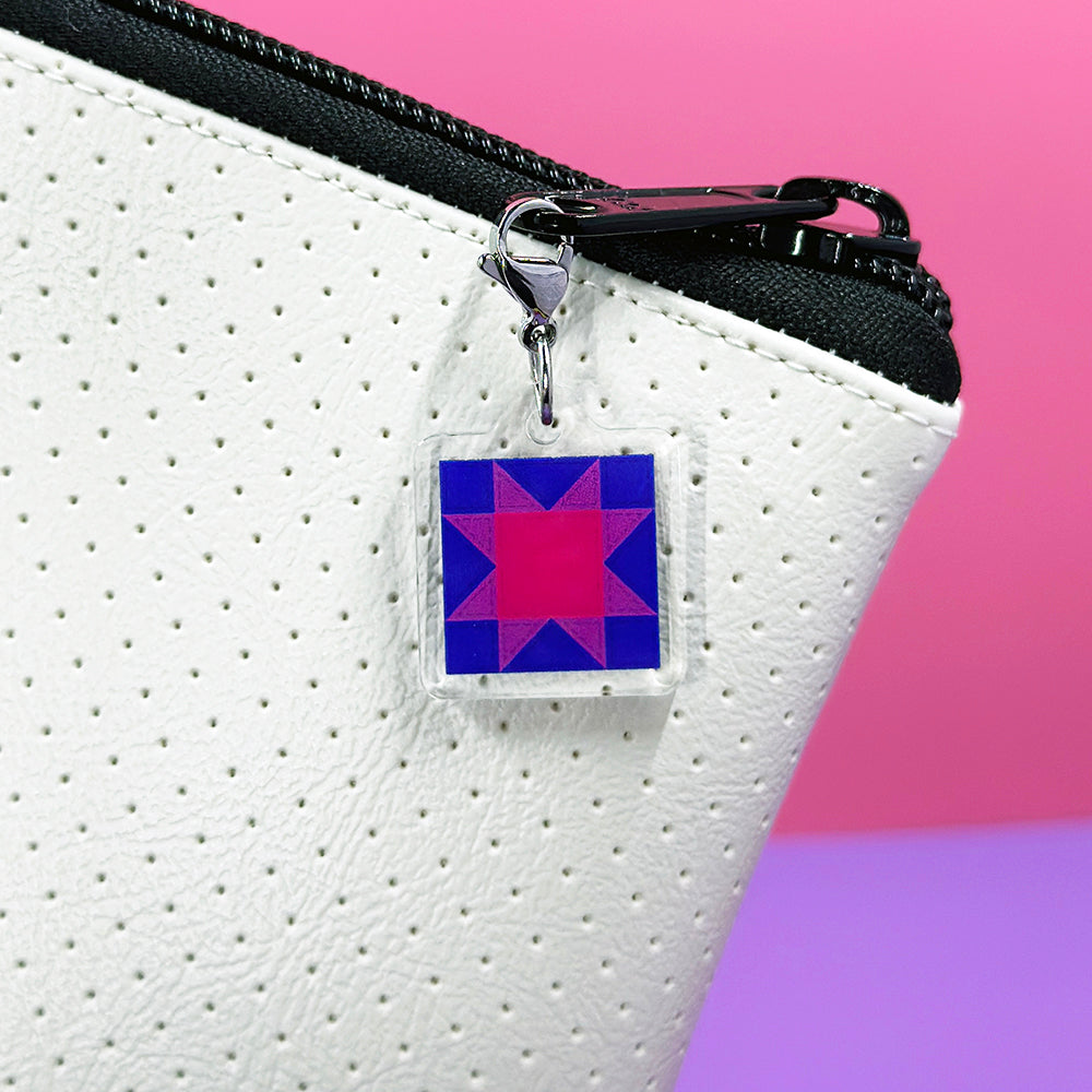 Quilty Zipper Charm - Bi Pride