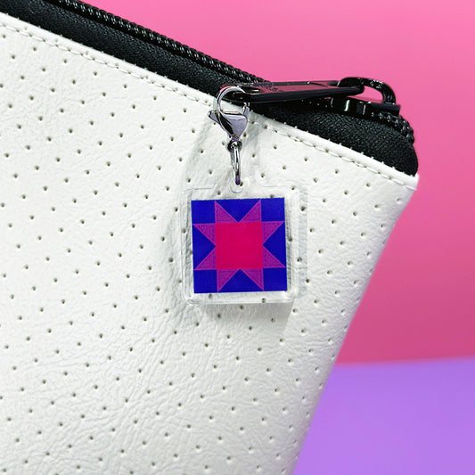 Quilty Zipper Charm - Bi Pride