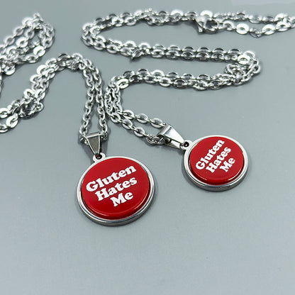 Gluten Hates Me - Acrylic and Metal Necklace