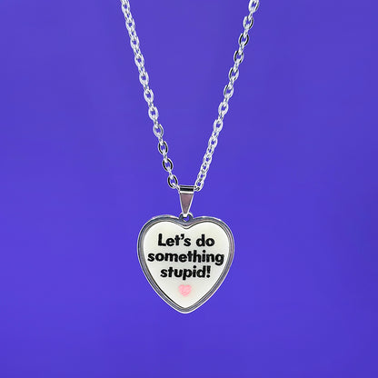 Let's Do Something Stupid - Ivory - Acrylic and Metal Necklace