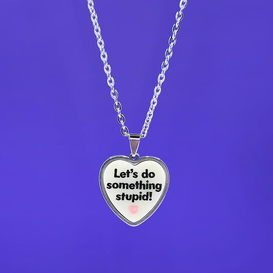 Let's Do Something Stupid - Ivory - Acrylic and Metal Necklace