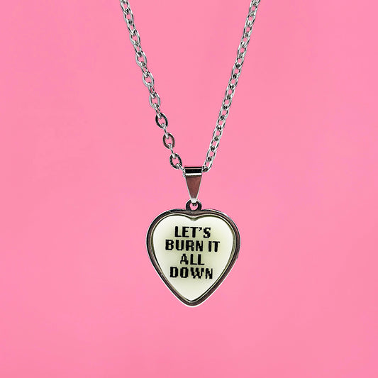 Let's Burn It All Down - Ivory - Acrylic and Metal Necklace